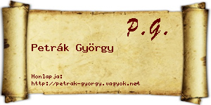 Petrák György névjegykártya